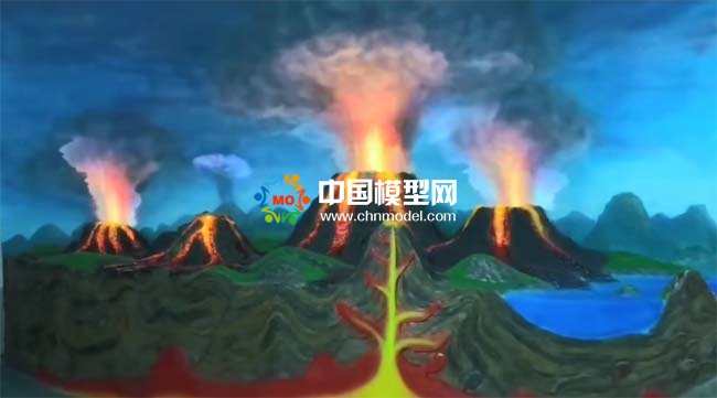 火山噴發(fā)場(chǎng)景沙盤(pán)模型